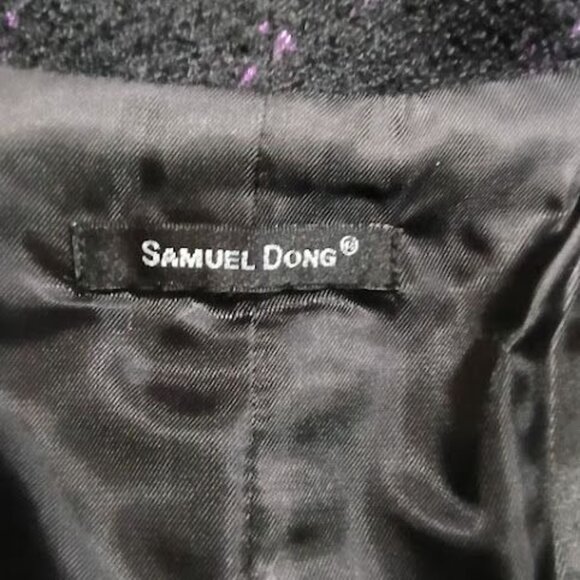 Samuel Dong Womens Purple & Black Plaid Puff Sleeve Coat Size S - Picture 6 of 16